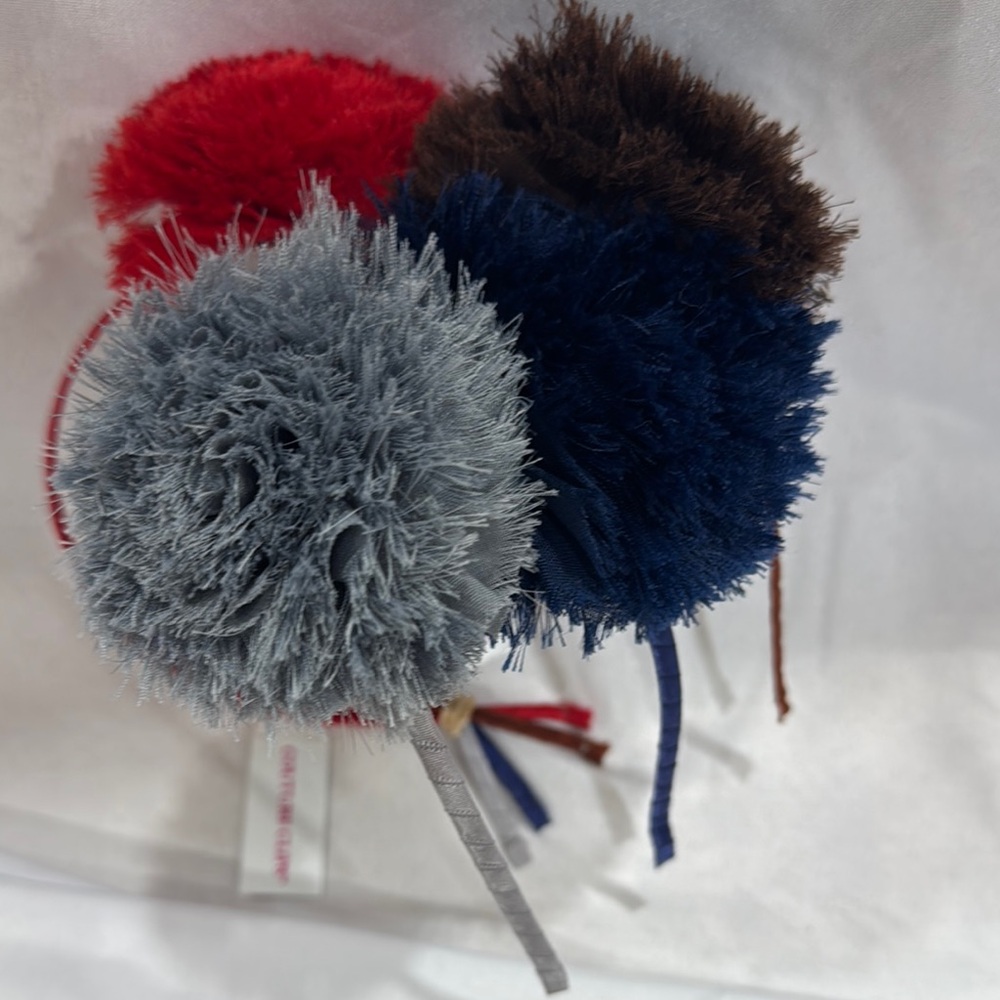 Couture Clips Colorful Pom Pom Head Bands -NWT